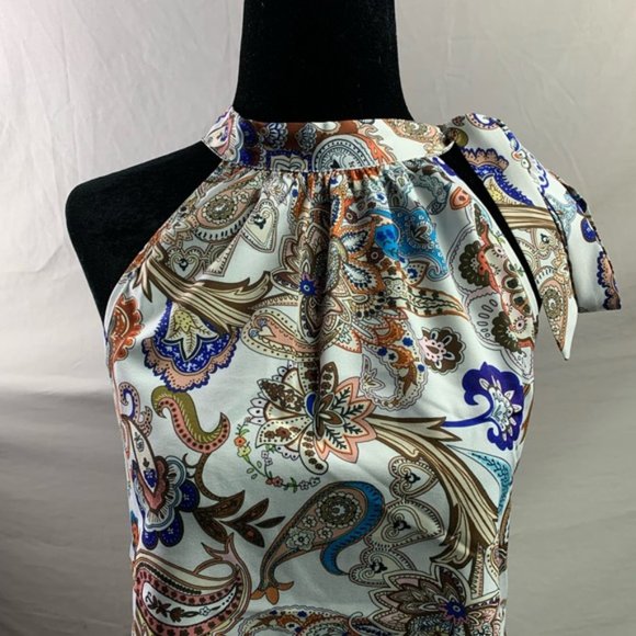 Boho Paisley Print Halter Neck Blouse - Picture 7 of 7